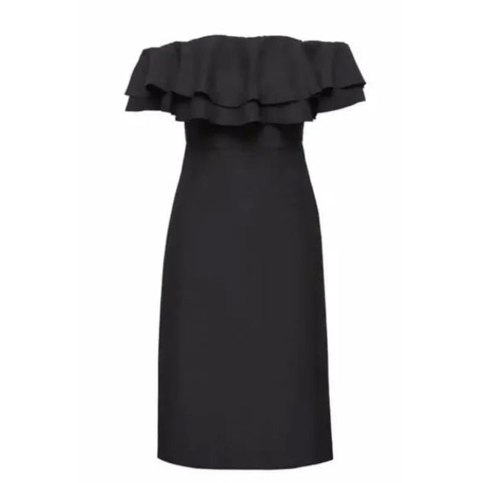 Banana Republic Black / 6 Banana Republic Off-The-Shoulder Ruffle Dress Size 6 MSRP $120 WD12