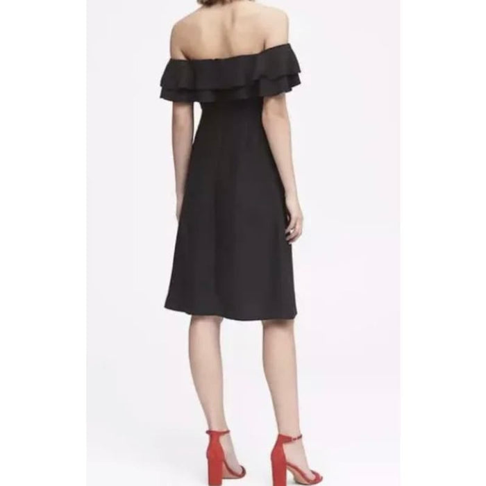 Banana Republic Black / 6 Banana Republic Off-The-Shoulder Ruffle Dress Size 6 MSRP $120 WD12