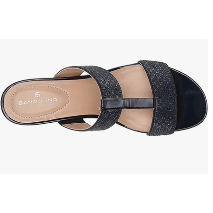 Bandolino 7.5 / New Luxe Navy / Leather Bandolino Women's IHAVETO2 Wedge Sandal New Luxe Navy 7.5