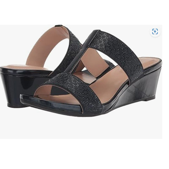 Bandolino 7.5 / New Luxe Navy / Leather Bandolino Women's IHAVETO2 Wedge Sandal New Luxe Navy 7.5