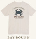 Bay Bound blue crab graphic on Chesapeake Bay shirt
