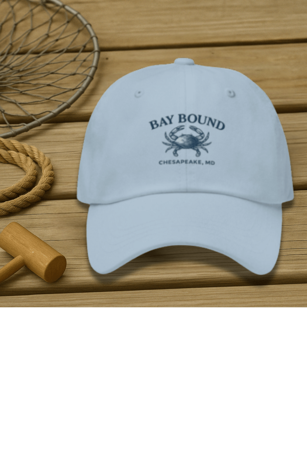Bay Bound Crab Hat Yupoong Dad Hat Chesapeake Fishing Cap Coastal Gift - Triniskies