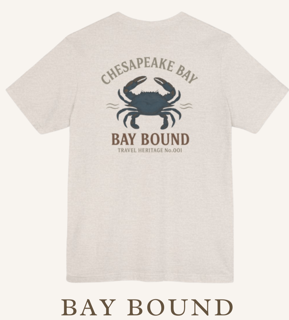 Bay Bound Crab Tee Chesapeake Bay Shirt Blue Crab Graphic T-Shirt Trini Skies - Triniskies