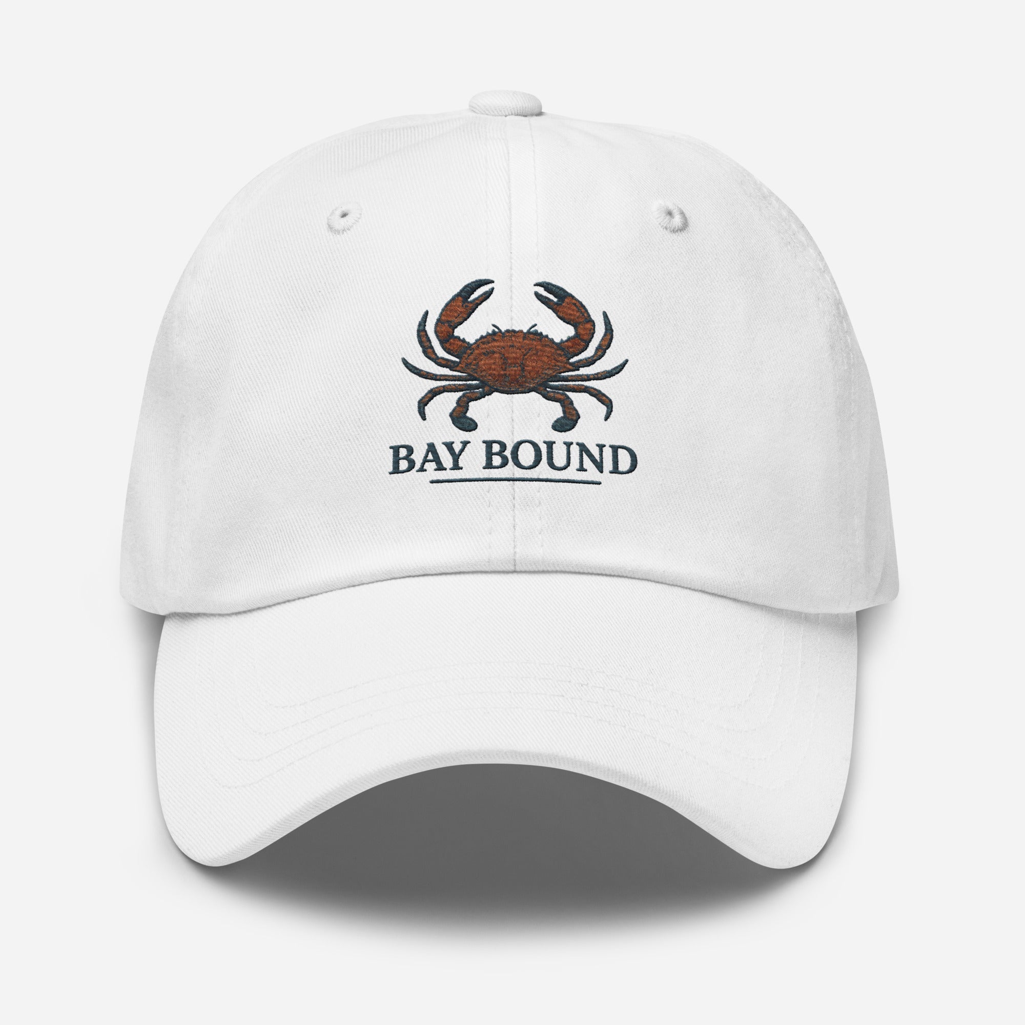 Bay Bound Crabbing Hat Embroidered Fishing Dad Hat Coastal Outdoors Cap - Triniskies