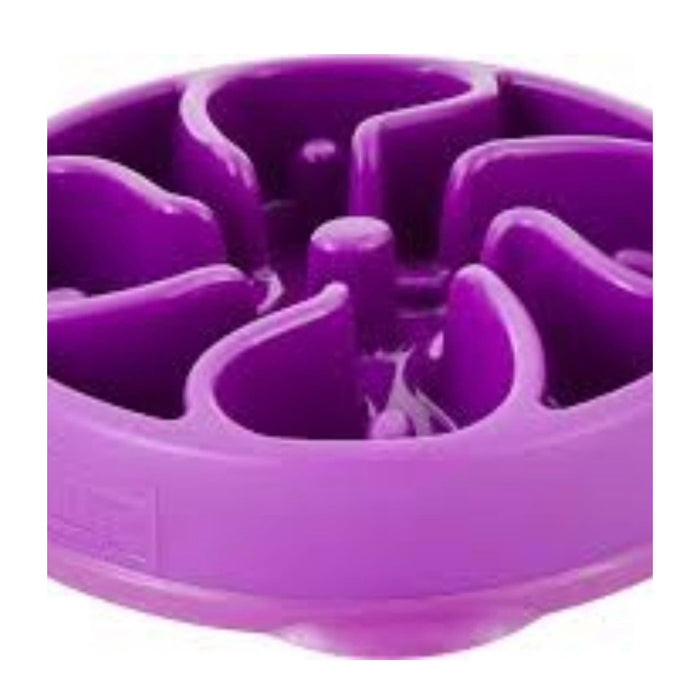 Outward Hound Purple Flower Slow Feeder Dog Bowl - Mini/Medium Size