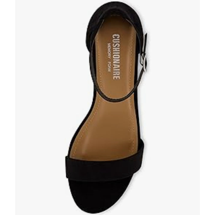 CUSHIONAIRE Women's Alba Mid Block Heel Sandal, Memory Foam, Size 8.5