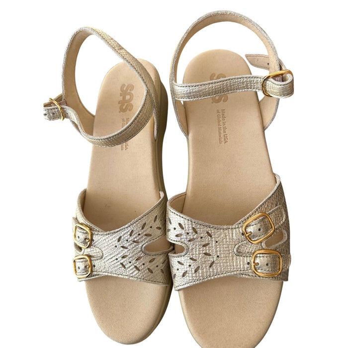 SAS Duo Sandal Women's Slingback Gold Casual Shoes Adjustable Straps SZ 9