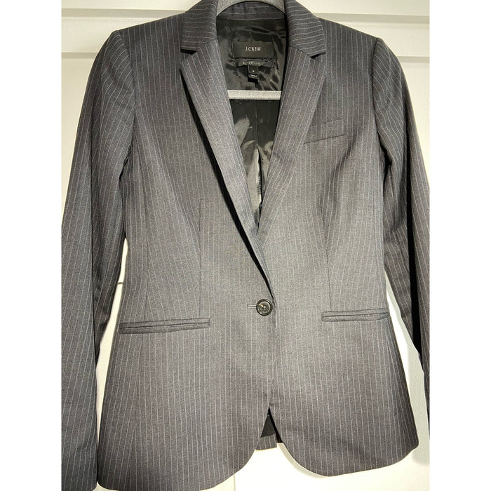 J.CREW Gray Striped Wool Blazer - Women's Size 0 - Preowned WC46