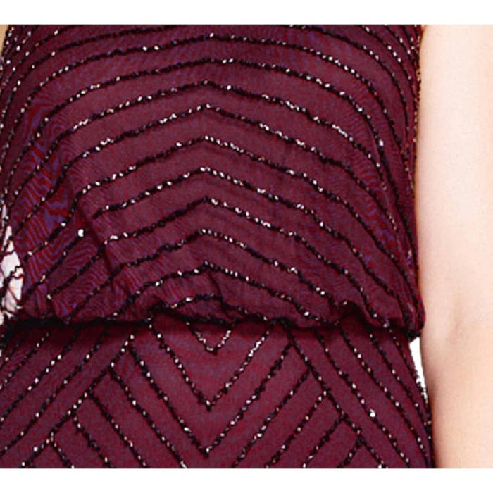 Adrianna Papell Womens Art Deco Beaded Blouson Dress Halter size 12
