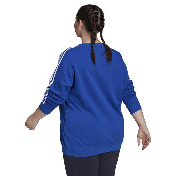 adidas Women's 3-Stripe Fleece Sweatshirt * Bold Blue/White, Size 2Xwom812
