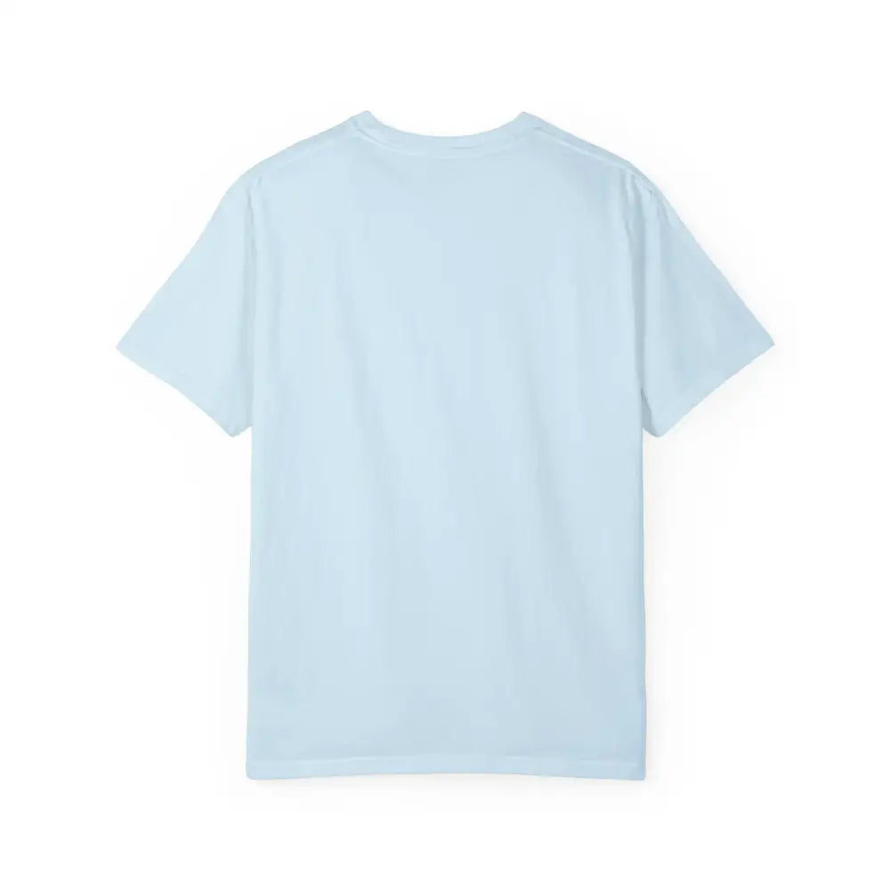 Light blue garment-dyed unisex t-shirt with floral graphic