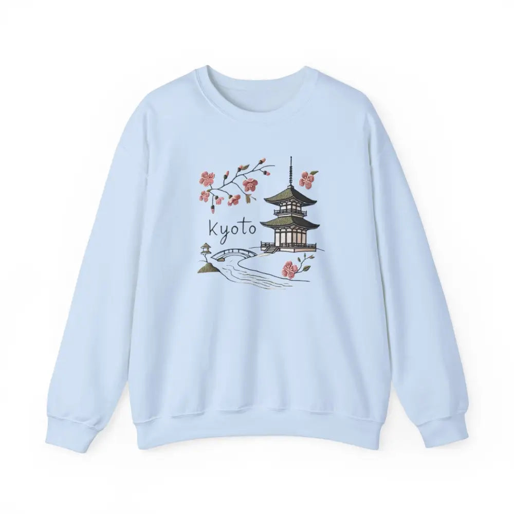 White Beautiful Kyoto Japanese pagoda graphic crewneck sweatshirt – unisex Japanese travel pullover
