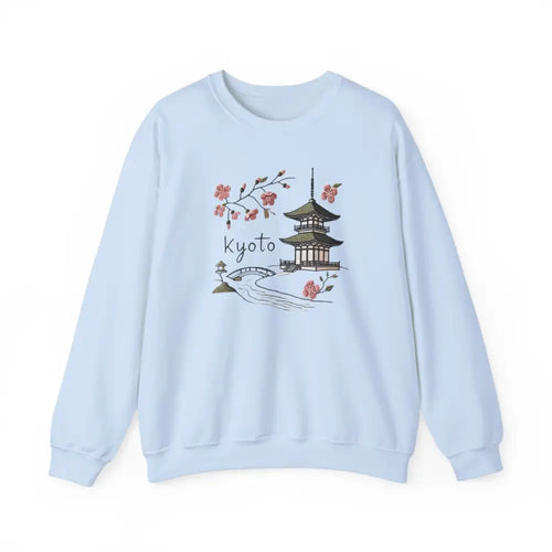 White Beautiful Kyoto Japanese pagoda graphic crewneck sweatshirt – unisex Japanese travel pullover