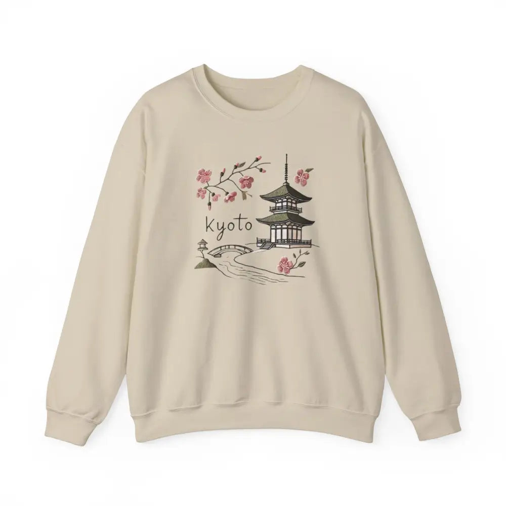 Grey Beautiful Kyoto pagoda graphic crewneck sweatshirt – unisex Japanese travel pullover