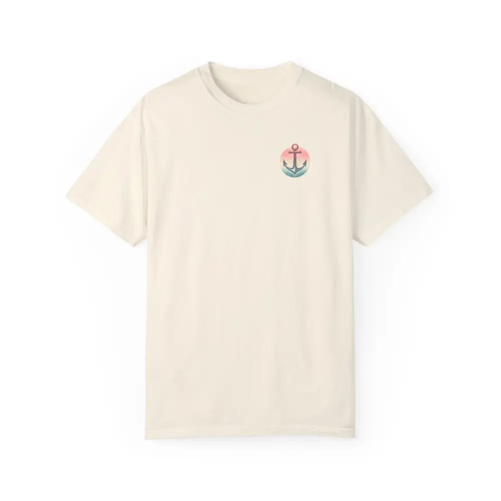 Cream-colored nautical coastal anchor graphic tee
