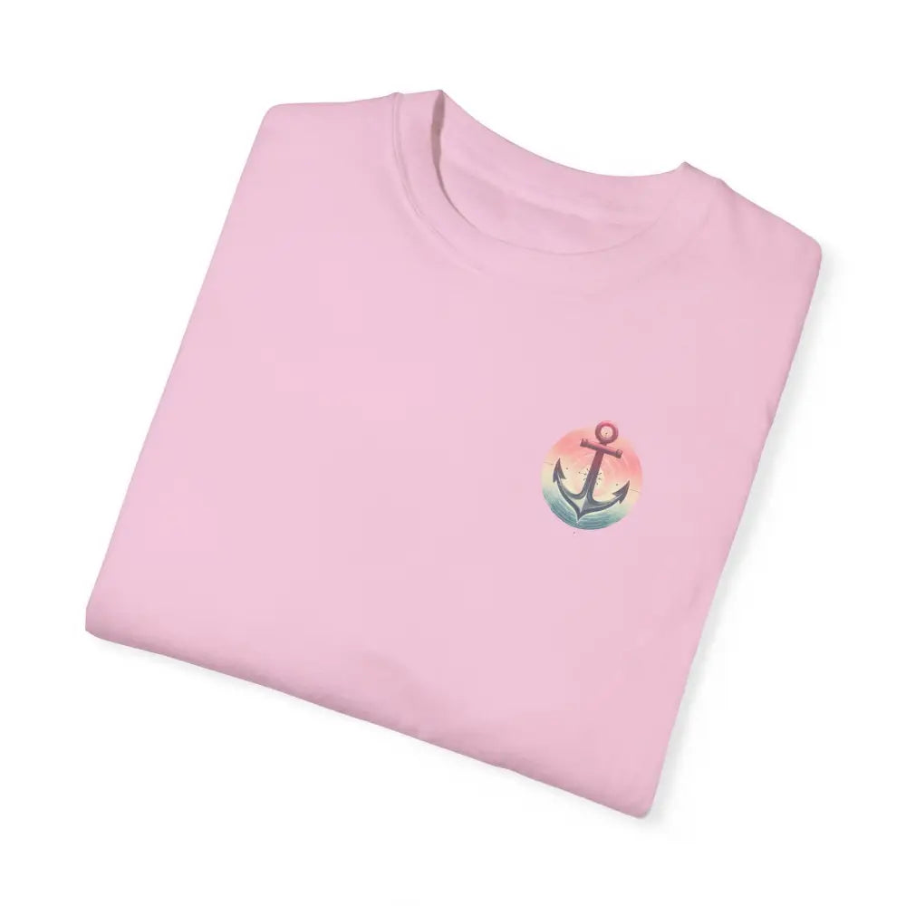 Light pink Nautical Coastal Anchor Graphic Tee in cotton