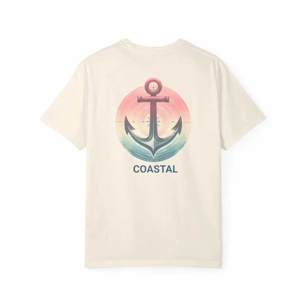 Nautical coastal anchor graphic tee in off-white cotton