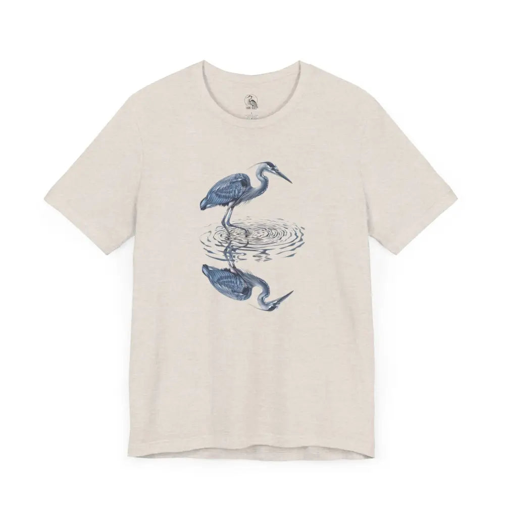 Off-white heron with reflection graphic t-shirt by Trini Skies Supply