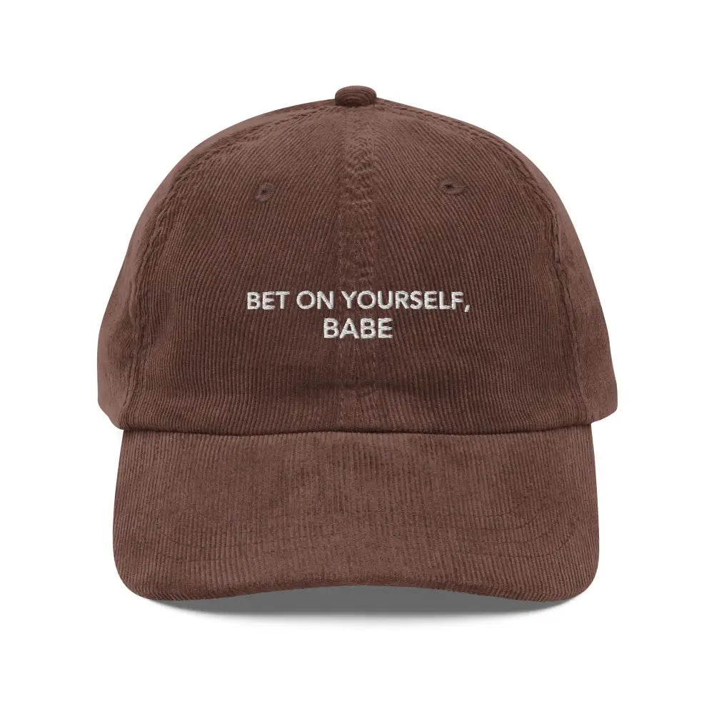 Trini Skies vintage corduroy embroidered cap in brown