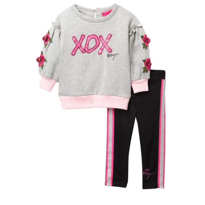 Betsey Johnson 24 Months / Gray- Black "Betsey Johnson Girl's XOX Sweater/Legging 2-Piece Set - 24 Months" K19 *