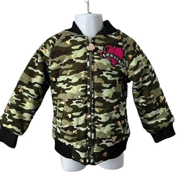 Betsey Johnson 5 / Camo "Betsey Johnson XO Girls Camo Camp Bomber Jacket - Size 5"  K18 *