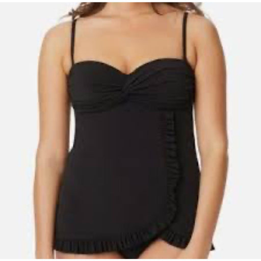 Beyond 6 / Black Beyond Control Swim Solid Citizen Ruffled-Trim Tankini Top - Size 6* 1334