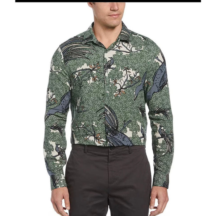 Perry Ellis Big & Tall Bird Print Long Sleeve Woven Shirt SZ XLT * men999