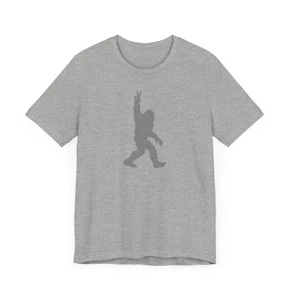 Gray Bigfoot peace sign tee on legendary journey cotton shirt