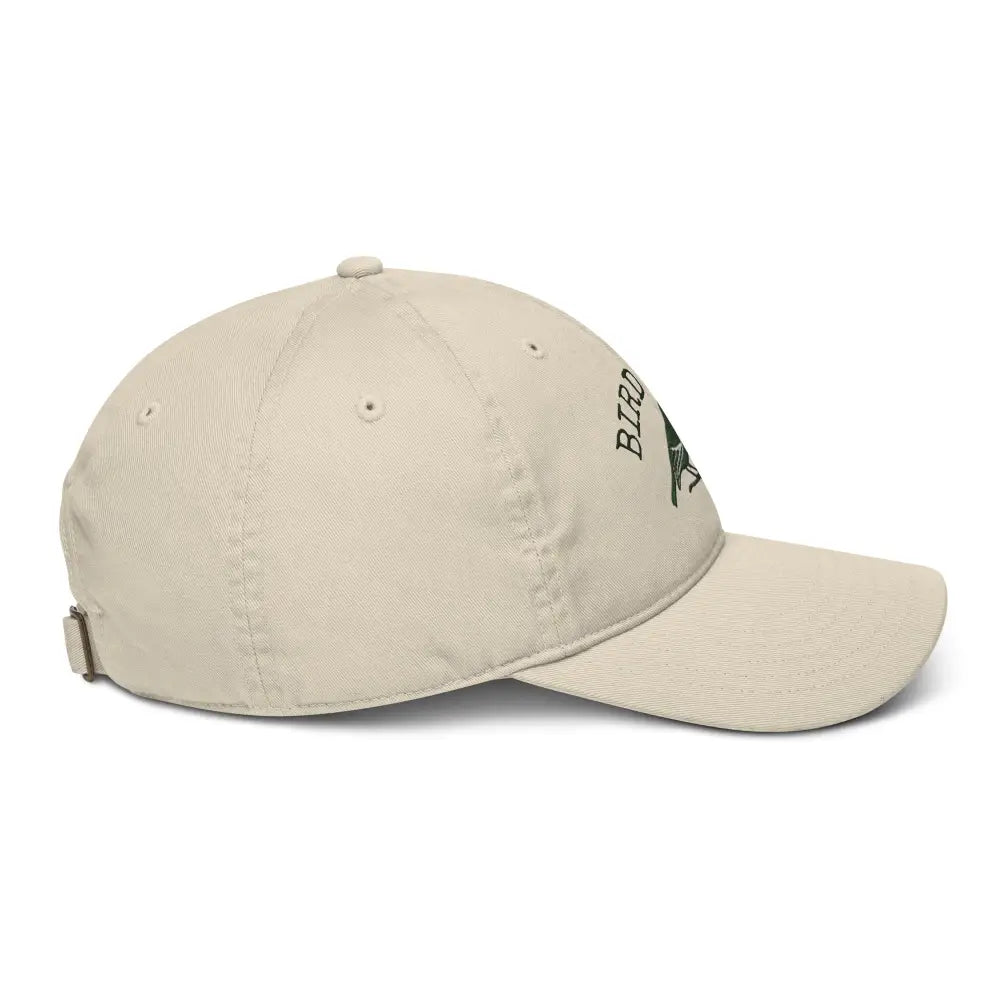 Light beige bird nerd embroidered dad cap with bird design