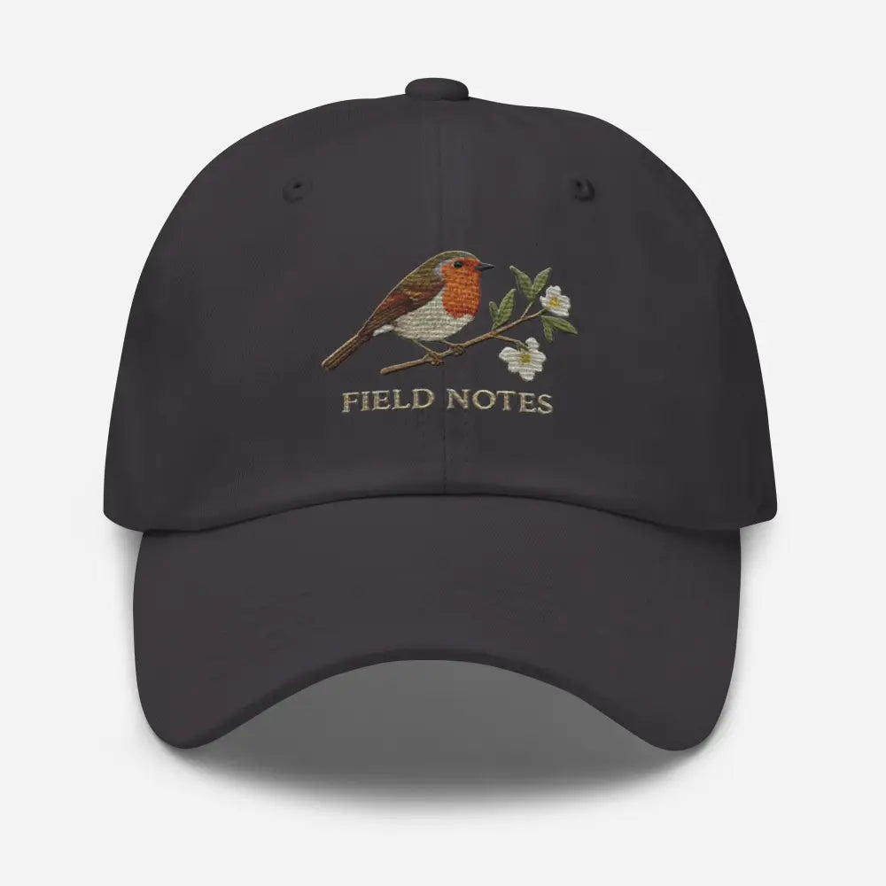 Black Bird Robin Embroidered Vintage Cotton Twill Dad Hat