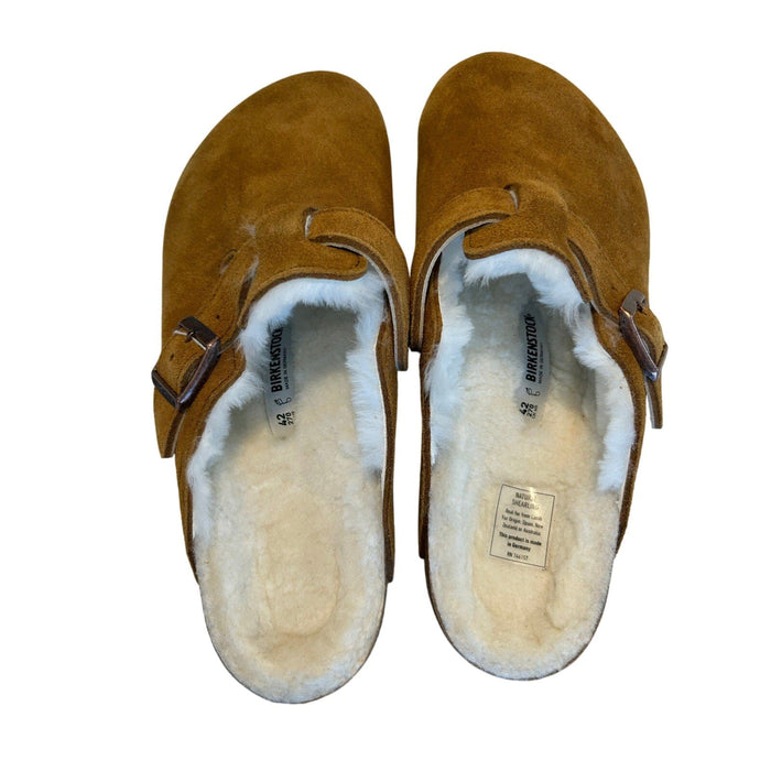 Birkenstock Slippers Birkenstock Boston Shearling Clogs Brown Suede Leather Casual wom SZ 11-11.5