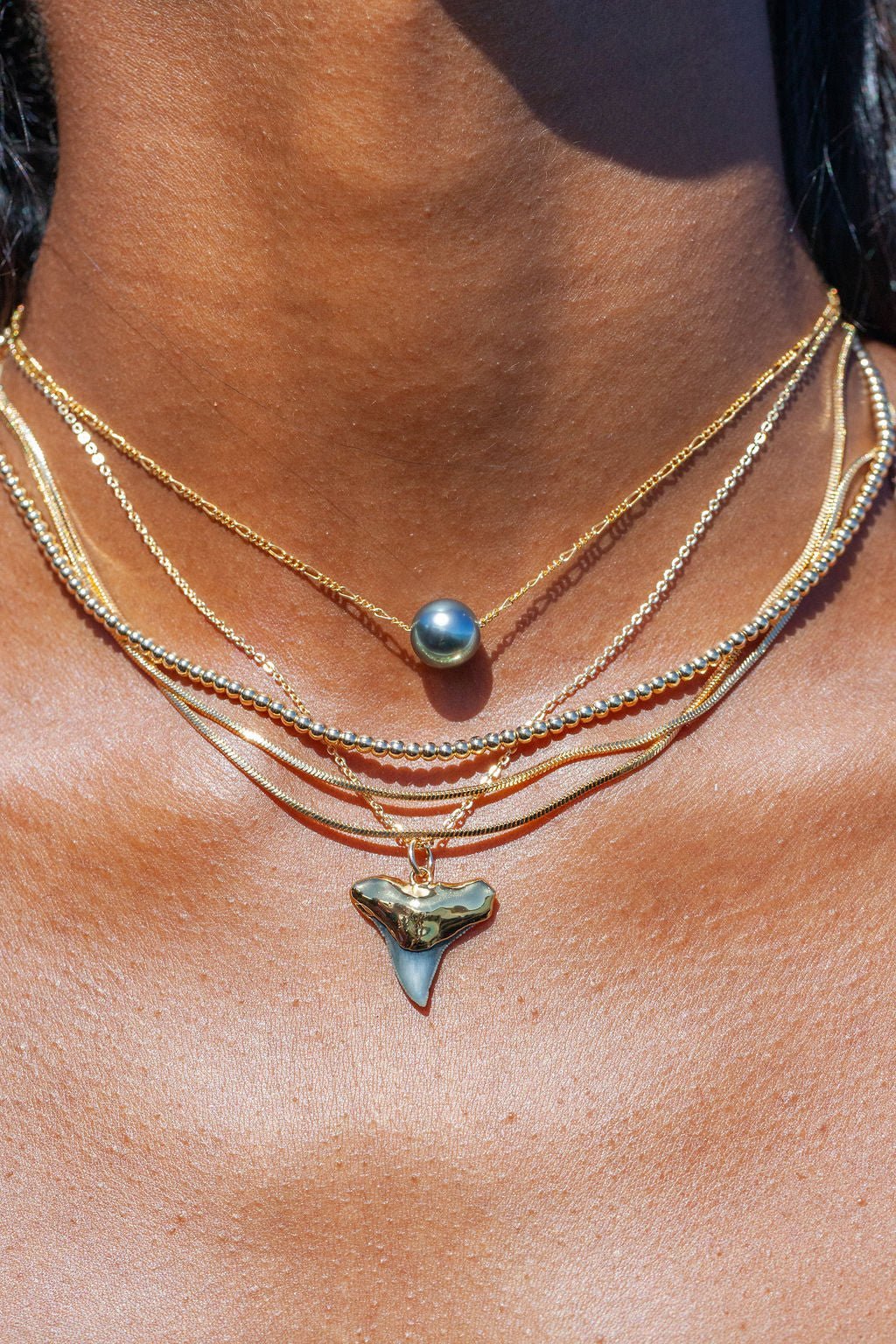 Black Gold Dipped Shark Tooth Necklace – Mano Niho Kahi | 18kt Gold Handmade in Maui - Triniskies