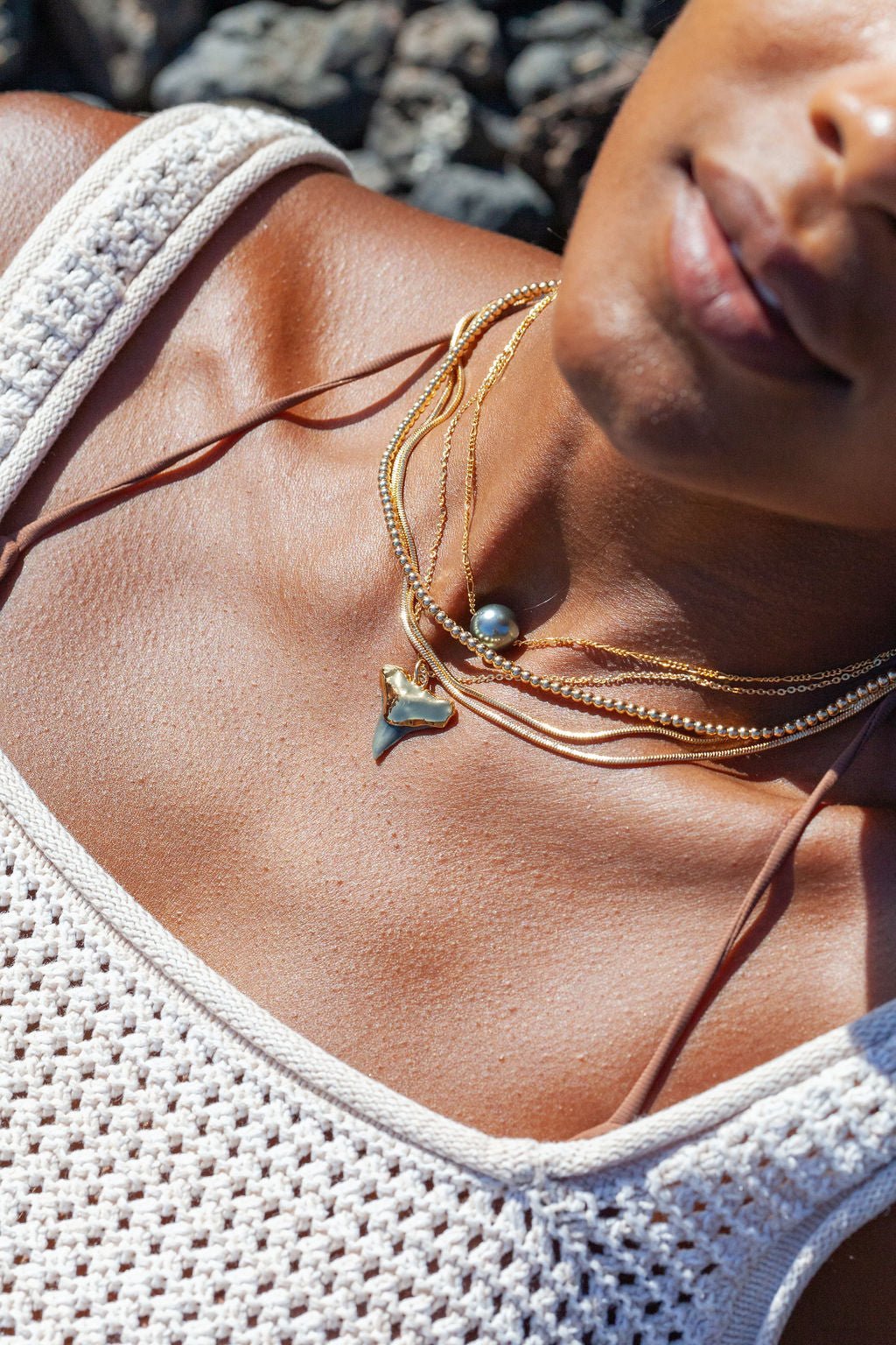Black Gold Dipped Shark Tooth Necklace – Mano Niho Kahi | 18kt Gold Handmade in Maui - Triniskies