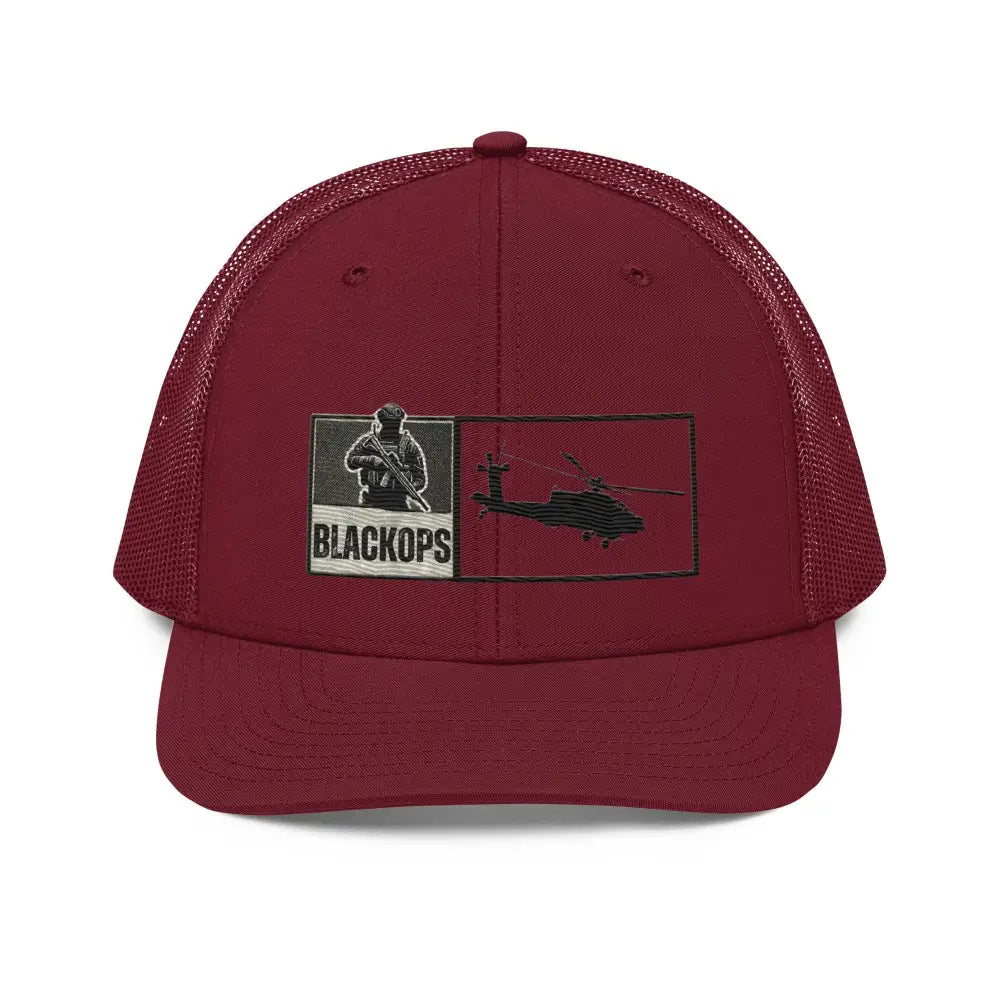 Maroon Black Ops Helo tactical embroidered corduroy hat with soldier patch