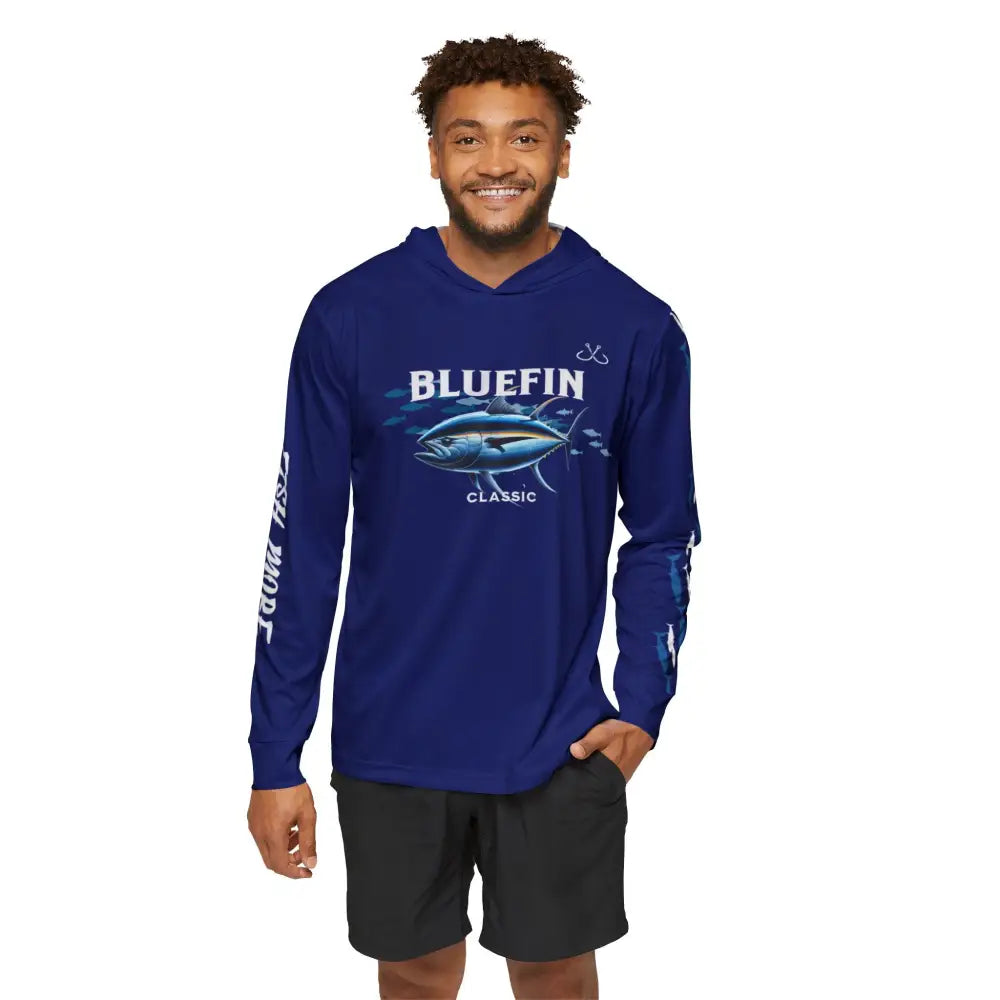 Navy Bluefin Classic performance fishing shirt with tuna graphic
