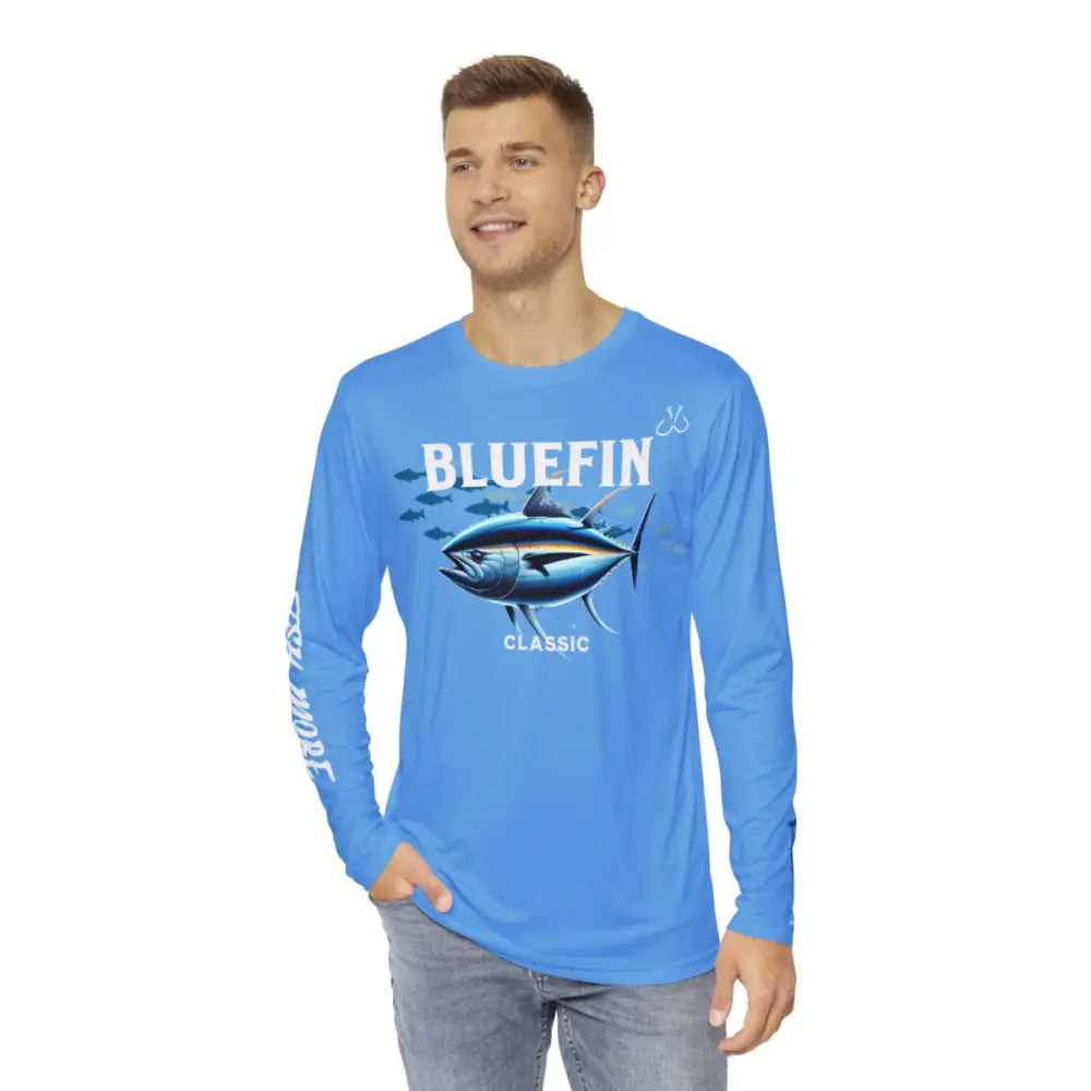 Bluefin Classic performance fishing shirt on model – long sleeve UV protection angler apparel