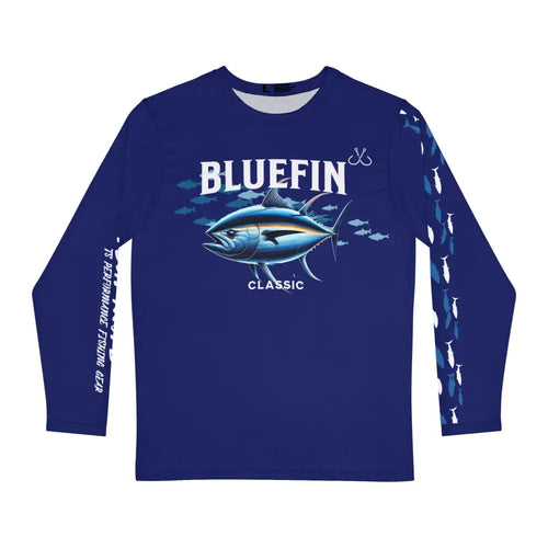 Baby Blue Bluefin Classic UV protection long sleeve performance fishing shirt with tuna graphic