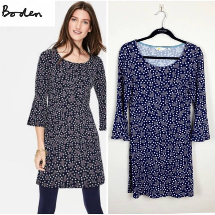 Boden Boden Miriam Navy Star Bird Jersey Dress WD42 size 12