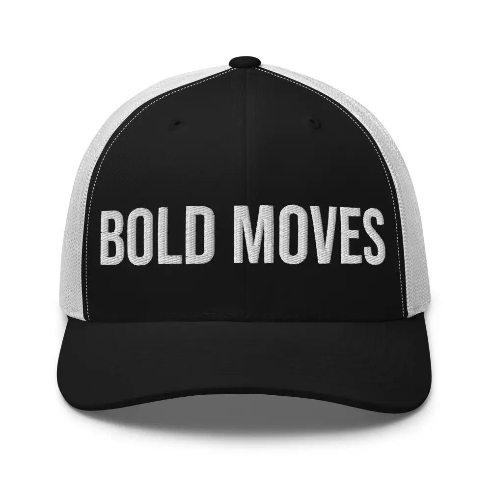 Bold Moves Embroidered Trini Skies Black Mesh Trucker Cap