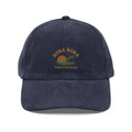 Bora Bora embroidered navy corduroy baseball cap with tropical sunset