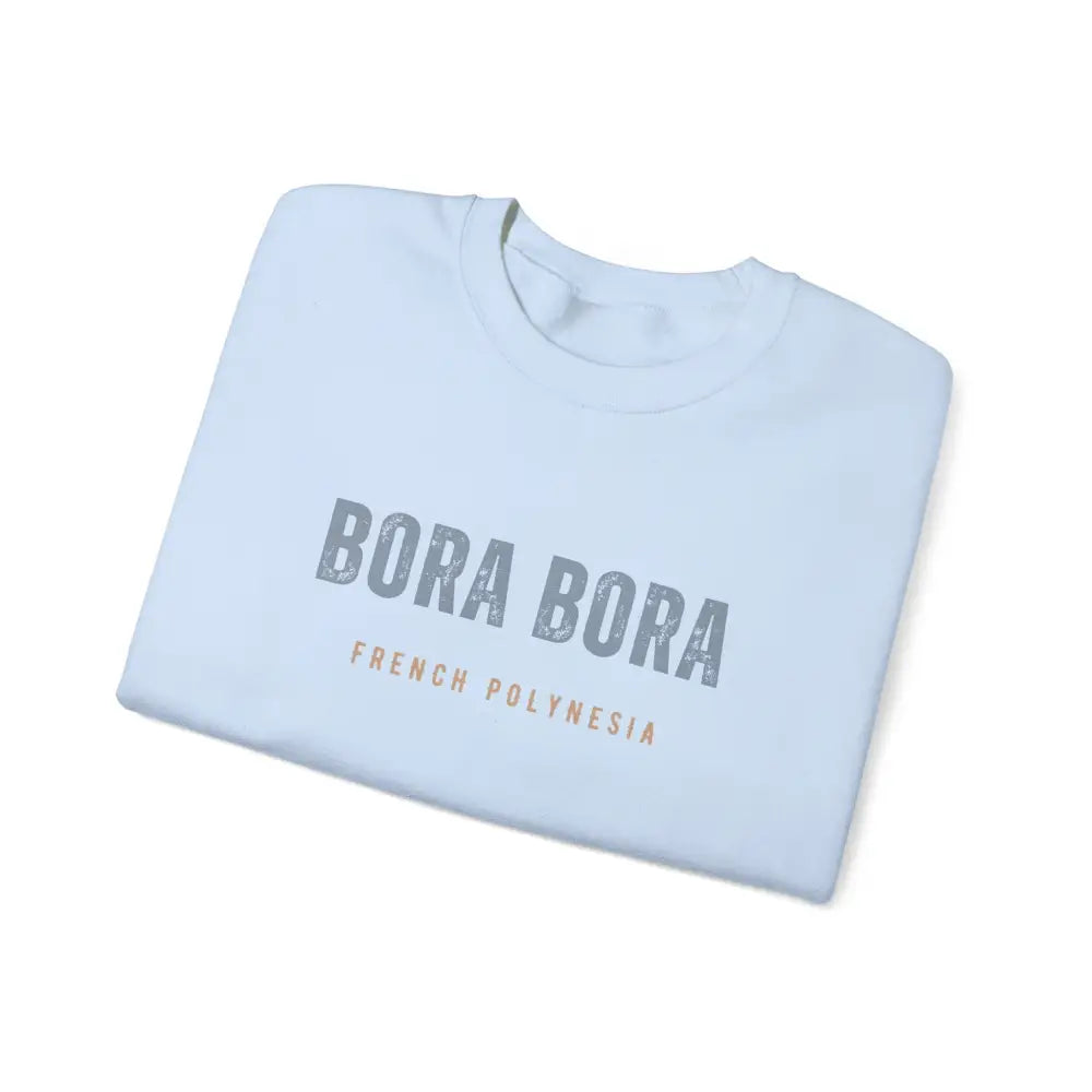 Bora Bora unisex crewneck sweatshirt with light blue t-shirt graphic