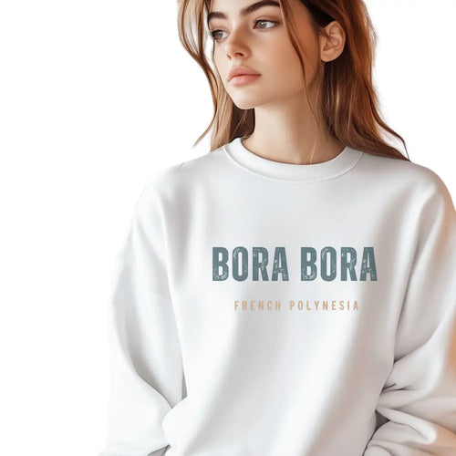 Woman in Bora Bora unisex crewneck sweatshirt