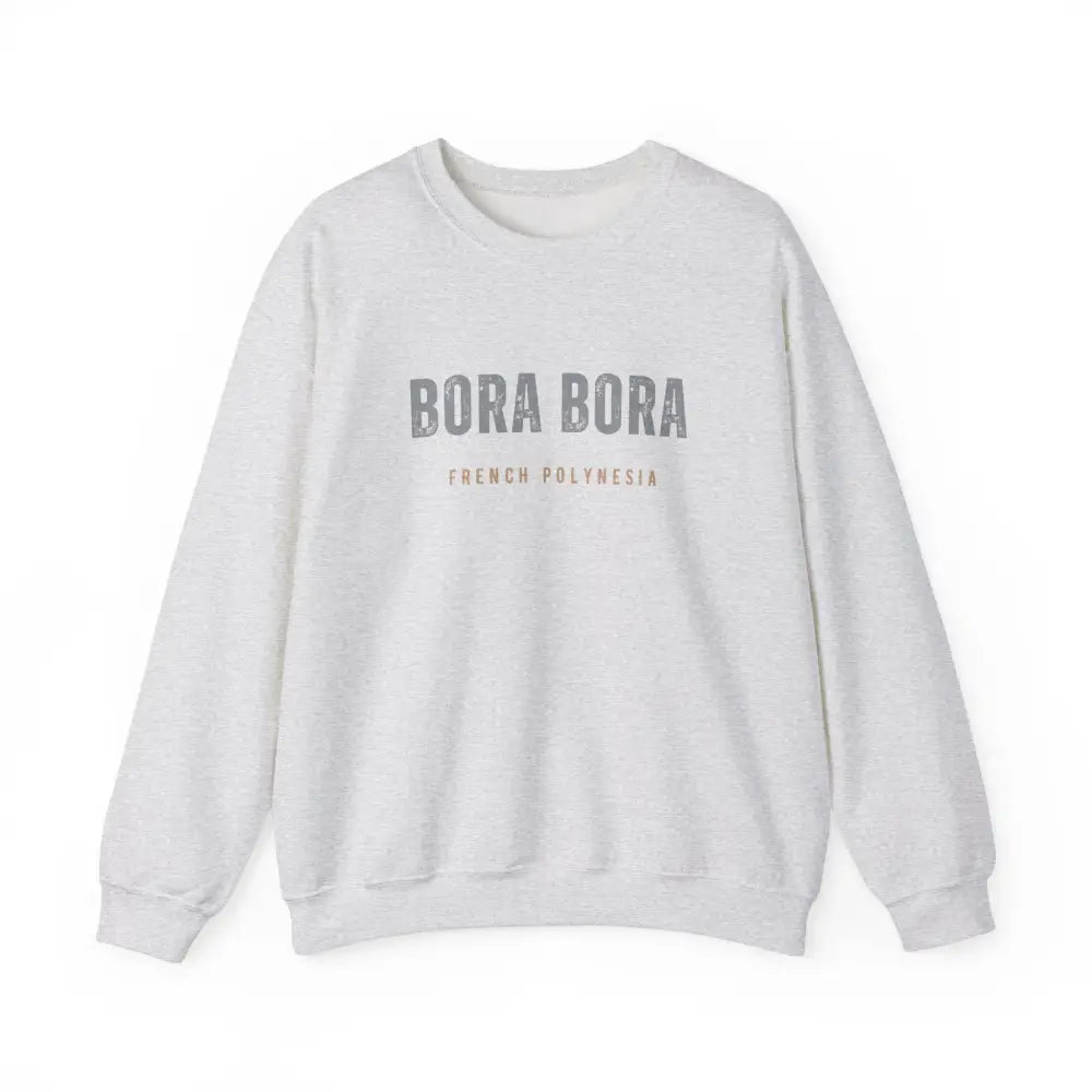 White bora bora unisex crewneck sweatshirt with French Polynesia text