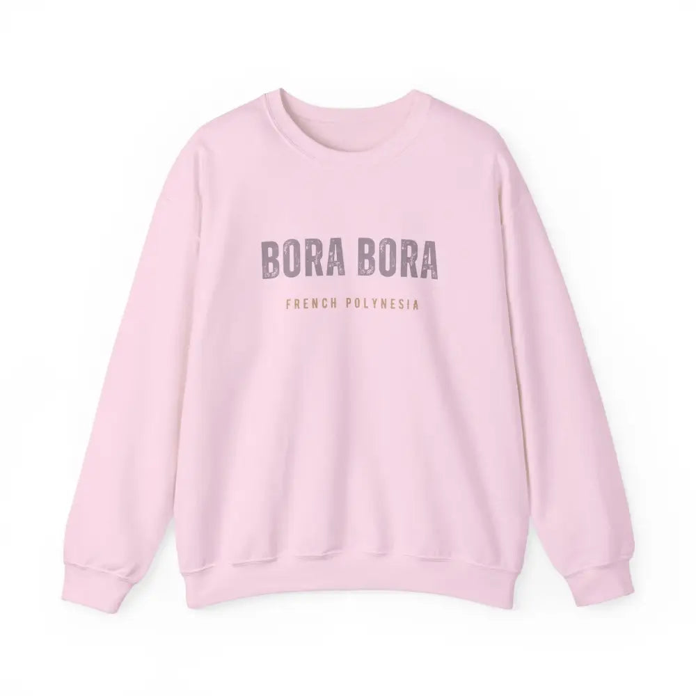 Light pink Bora Bora unisex crewneck sweatshirt with French Polynesia text