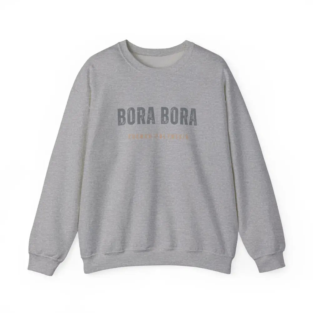 Gray Bora Bora unisex crewneck sweatshirt with French Polynesia graphic