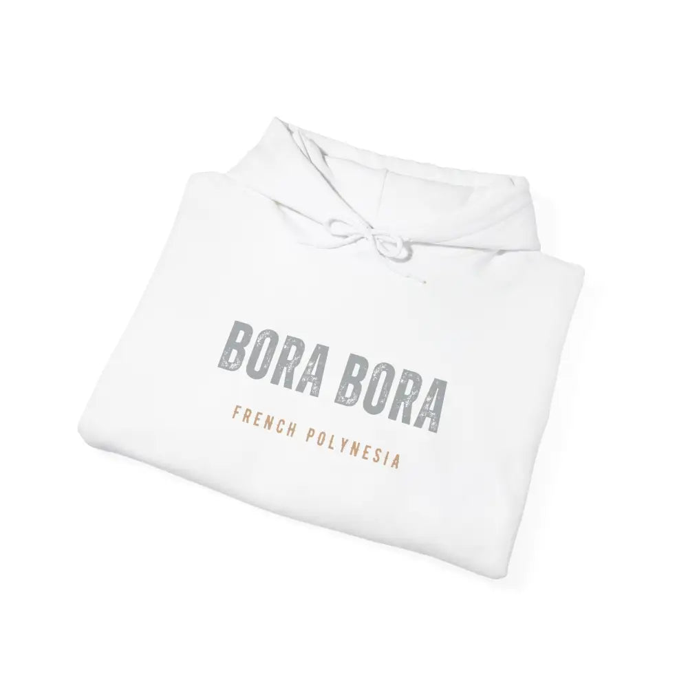 Bora Bora unisex white hoodie with French Polynesia text