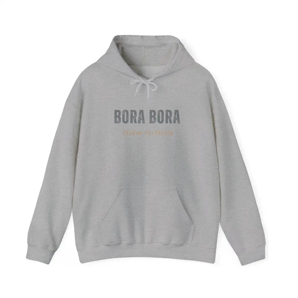 Bora Bora unisex light grey hooded sweatshirt with pouch pocket