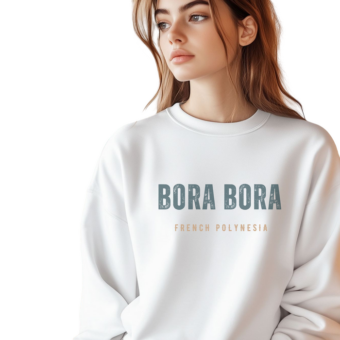 Bora Bora Unisex Heavy Blend Crewneck Sweatshirt Cozy and Durable Comfort Vacation Travel Destination Shirt Great Gift