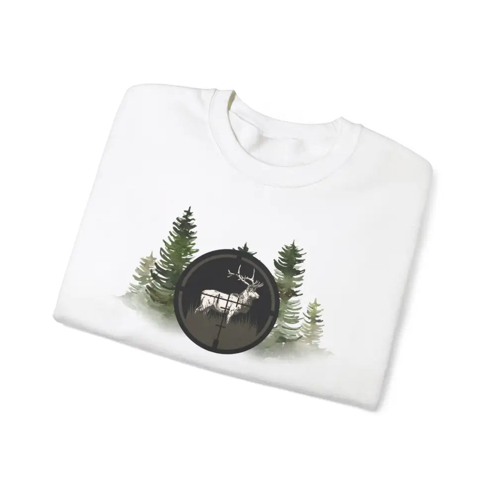 Hunting inspired sweatshirt with white graphic t-shirt design