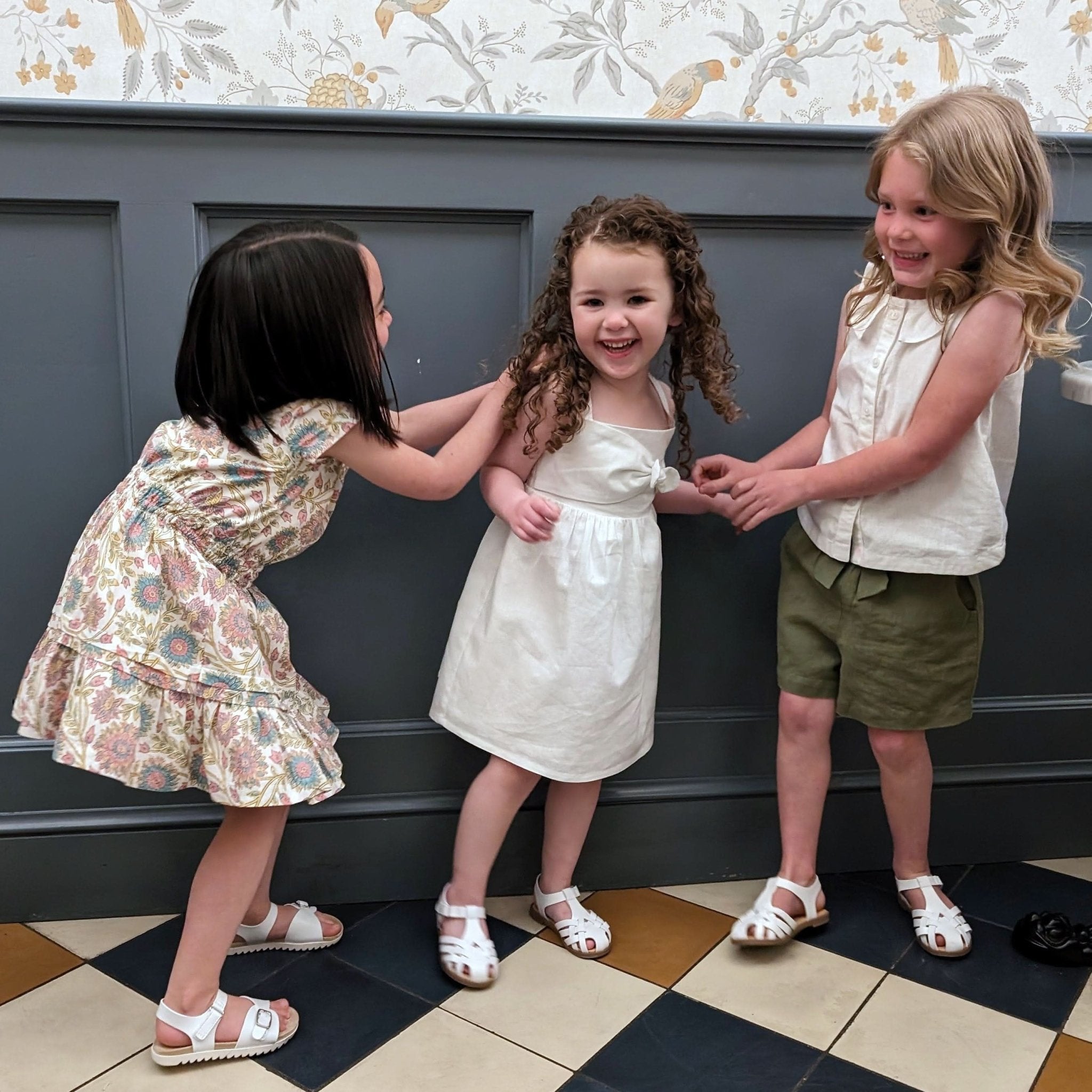 Bow Front Sundress – Girls Organic Cotton & Linen Summer Dress with Adjustable Straps - Triniskies